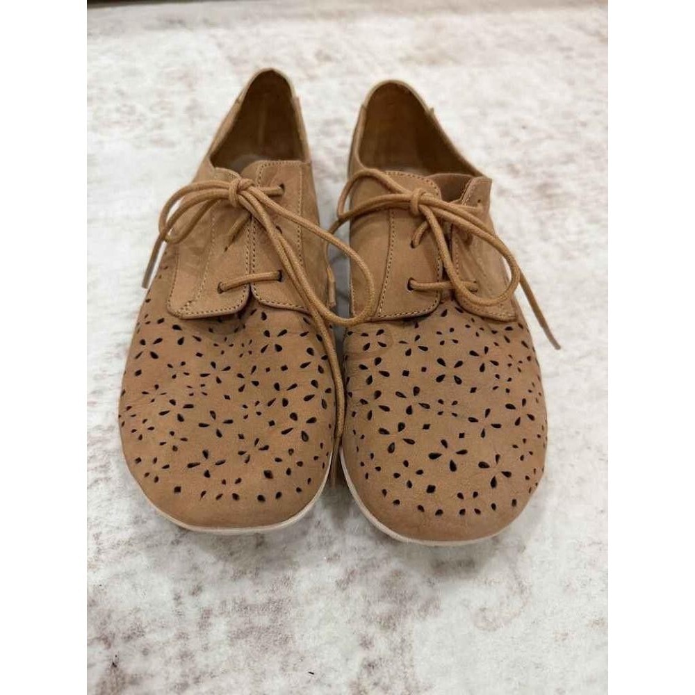 Merrell Mimix Maze Laser Cut Leather Flats Tan 8.5
